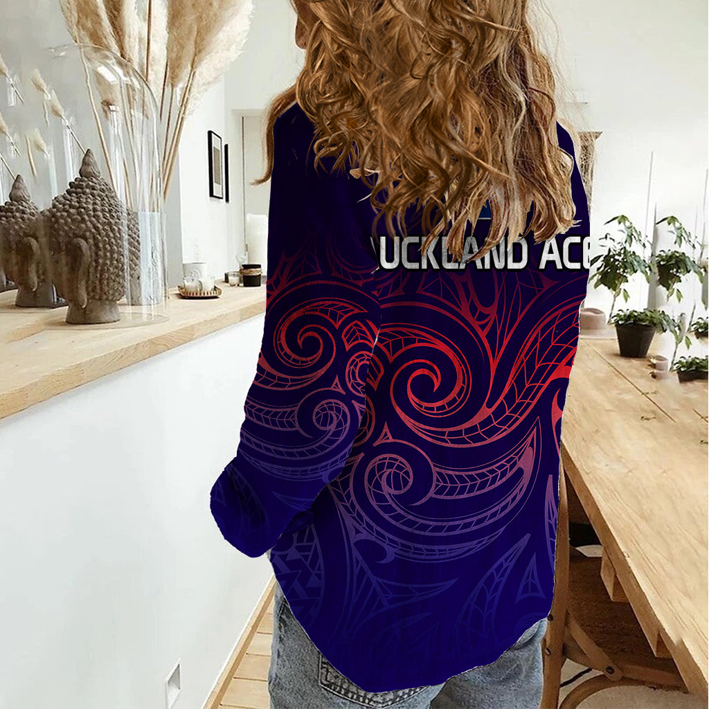 New Zealand Auckland Cricket Women Casual Shirt Maori Traditional Ethnic Style LT9 - Polynesian Pride