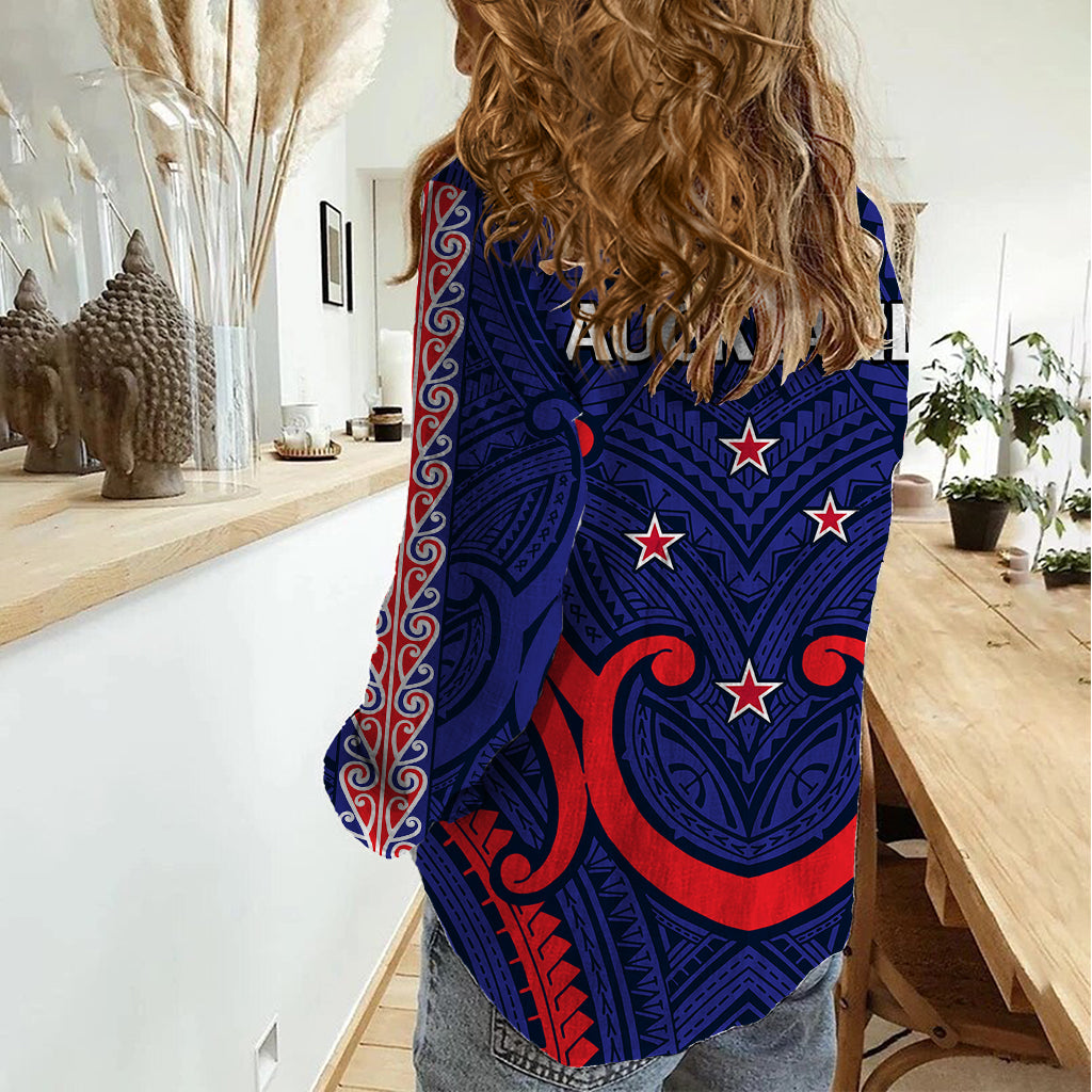 New Zealand Auckland Cricket Women Casual Shirt Polynesian with Maori Koru LT9 - Polynesian Pride