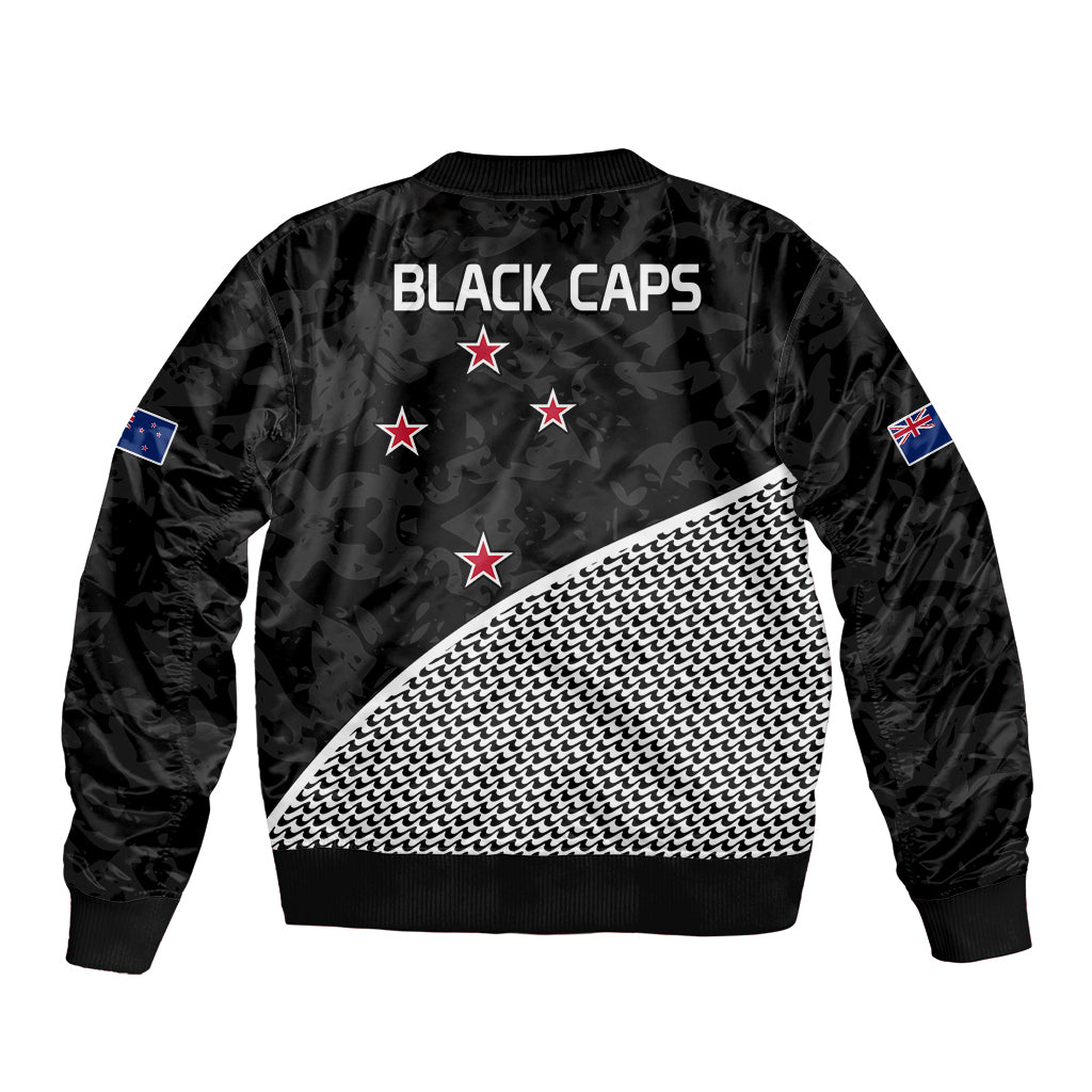 New Zealand Cricket Bomber Jacket Black Cap Sporty Style No1 LT9 - Polynesian Pride