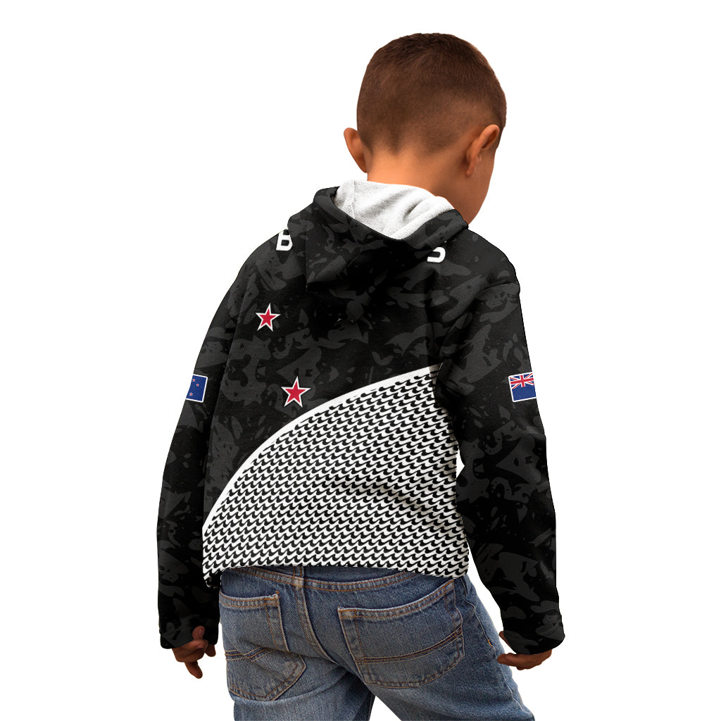 New Zealand Cricket Kid Hoodie Black Cap Sporty Style No1 LT9 - Polynesian Pride