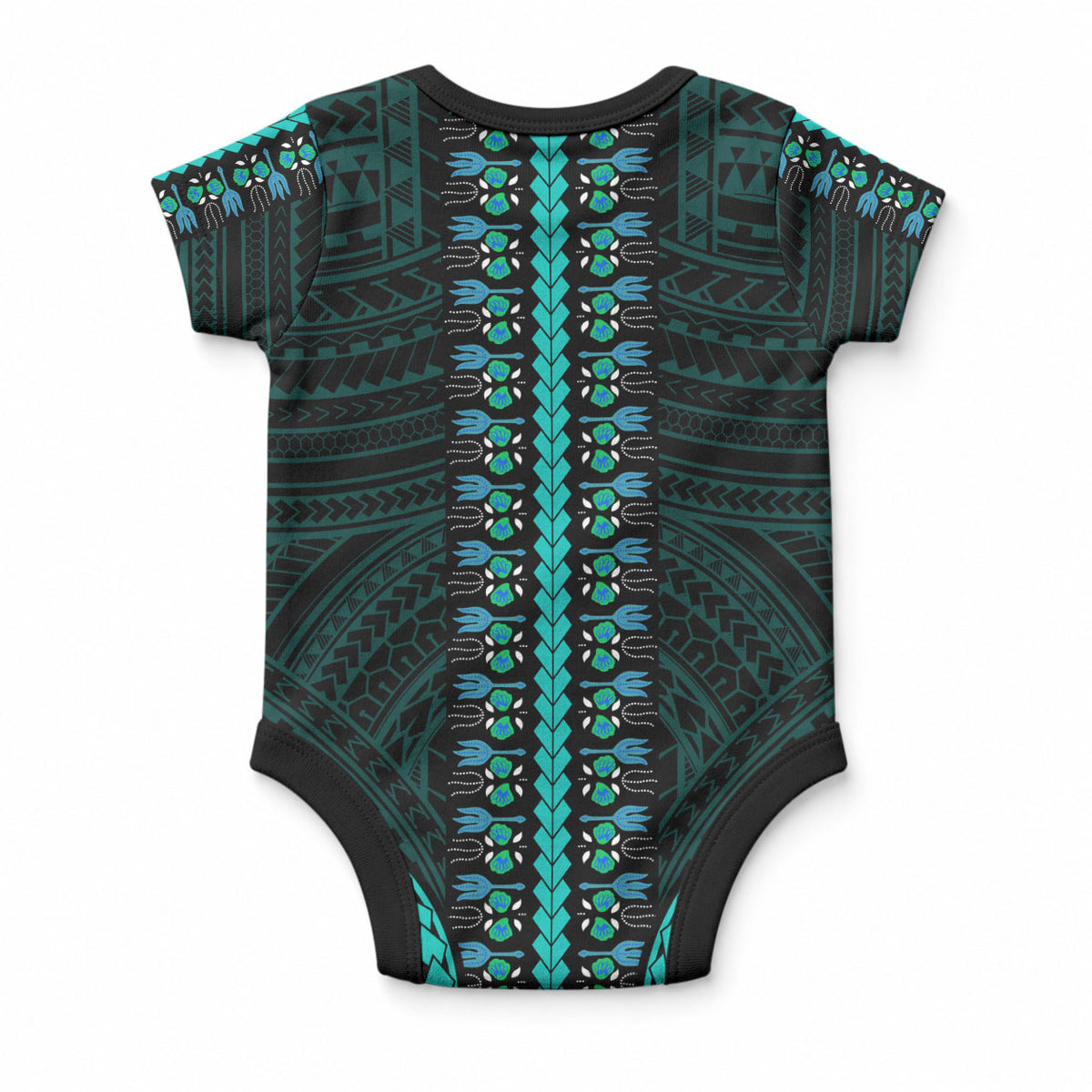 African Dashiki With Polynesian Pattern Teal Baby Onesie LT9 - Polynesian Pride