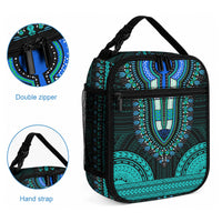 African Dashiki With Polynesian Pattern Teal Lunch Bag LT9 - Polynesian Pride