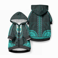 African Dashiki With Polynesian Pattern Teal Pet Hoodie LT9 Zip-up Teal - Polynesian Pride