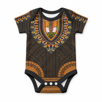 African Dashiki With Polynesian Pattern Gold Baby Onesie LT9 Gold - Polynesian Pride