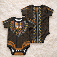 African Dashiki With Polynesian Pattern Gold Baby Onesie LT9 - Polynesian Pride