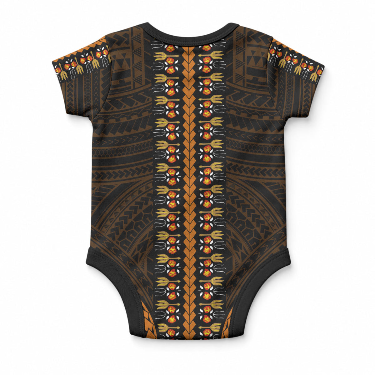 African Dashiki With Polynesian Pattern Gold Baby Onesie LT9 - Polynesian Pride