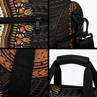 African Dashiki With Polynesian Pattern Gold Duffle Bag LT9 - Polynesian Pride