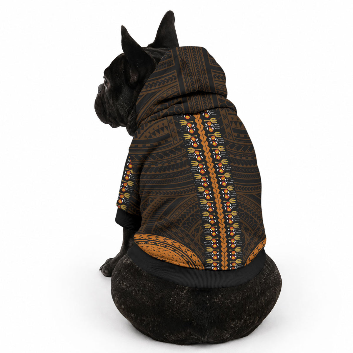 African Dashiki With Polynesian Pattern Gold Pet Hoodie LT9 - Polynesian Pride