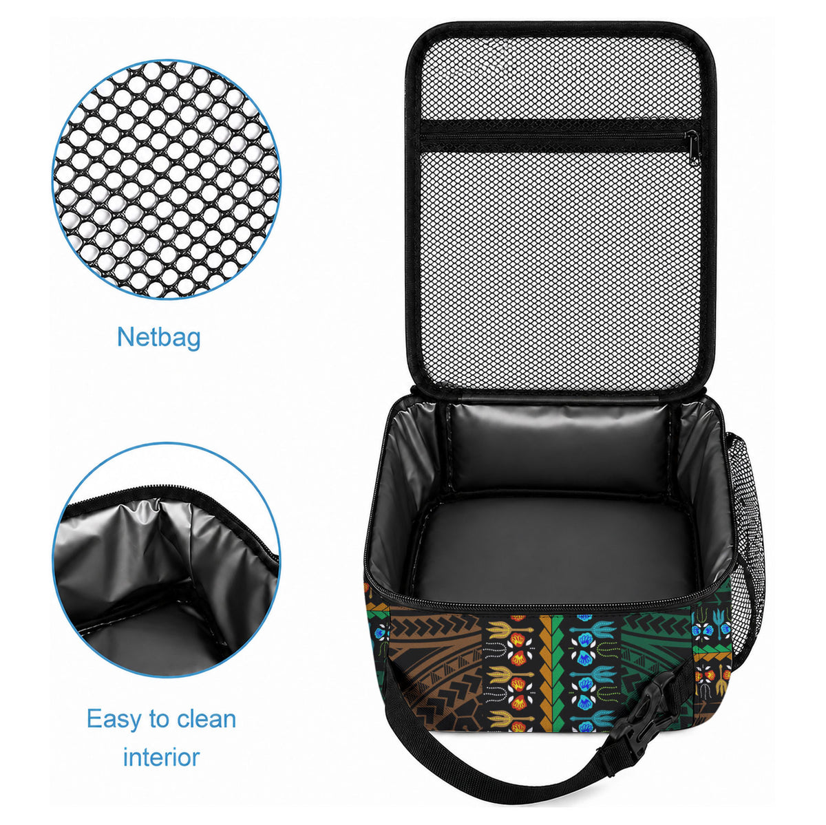 African Dashiki With Polynesian Pattern Green Gold Lunch Bag LT9 - Polynesian Pride