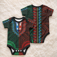 African Dashiki With Polynesian Pattern Green Red Baby Onesie LT9 - Polynesian Pride