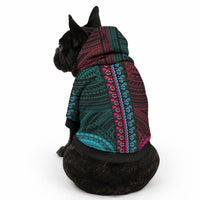 African Dashiki With Polynesian Pattern Teal Pink Pet Hoodie LT9 - Polynesian Pride