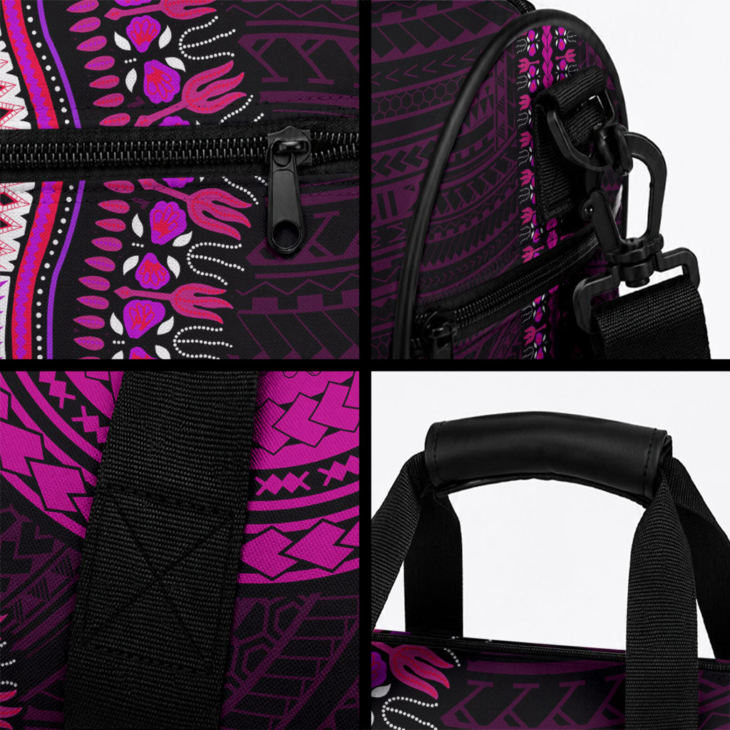 African Dashiki With Polynesian Pattern Pink Duffle Bag LT9 - Polynesian Pride