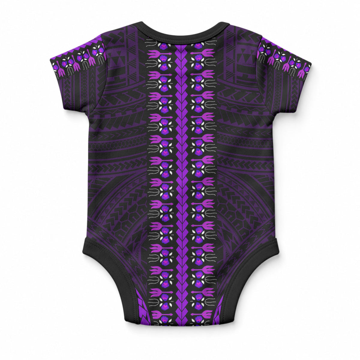 African Dashiki With Polynesian Pattern Purple Baby Onesie LT9 - Polynesian Pride