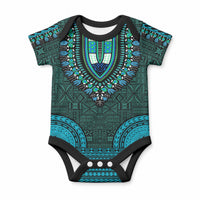African Dashiki With Tapa Pattern - Teal Baby Onesie LT9 Teal - Polynesian Pride