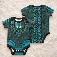 African Dashiki With Tapa Pattern - Teal Baby Onesie LT9 - Polynesian Pride