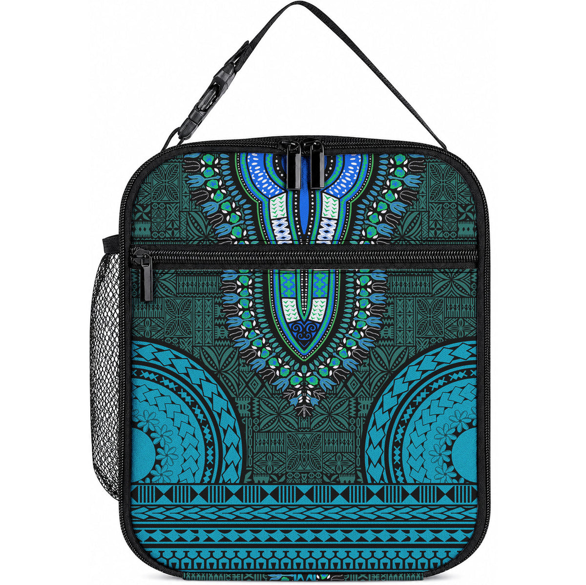 African Dashiki With Tapa Pattern - Teal Lunch Bag LT9 10.2 × 8.3 × 4.3 inch Teal - Polynesian Pride