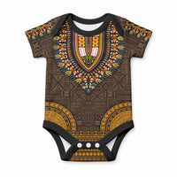 African Dashiki With Tapa Pattern - Gold Baby Onesie LT9 Gold - Polynesian Pride