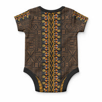 African Dashiki With Tapa Pattern - Gold Baby Onesie LT9 - Polynesian Pride