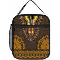 African Dashiki With Tapa Pattern - Gold Lunch Bag LT9 10.2 × 8.3 × 4.3 inch Gold - Polynesian Pride