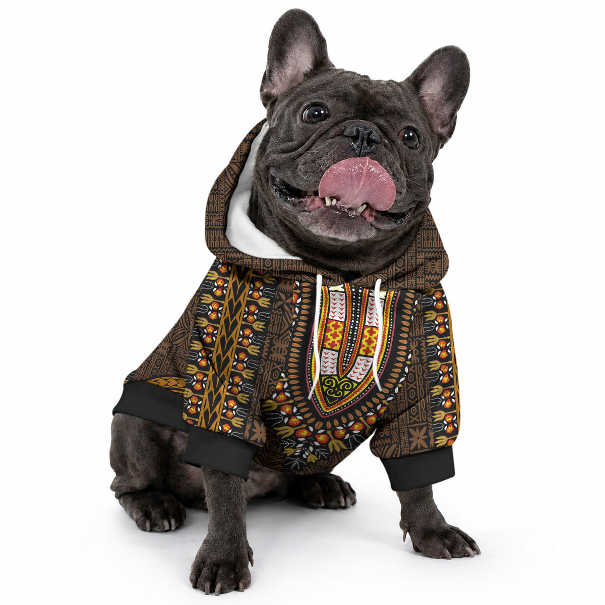 African Dashiki With Tapa Pattern - Gold Pet Hoodie LT9 - Polynesian Pride