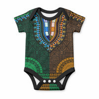 African Dashiki With Tapa Pattern - Green Gold Baby Onesie LT9 Green and Gold - Polynesian Pride