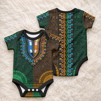 African Dashiki With Tapa Pattern - Green Gold Baby Onesie LT9 - Polynesian Pride