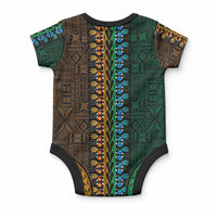 African Dashiki With Tapa Pattern - Green Gold Baby Onesie LT9 - Polynesian Pride