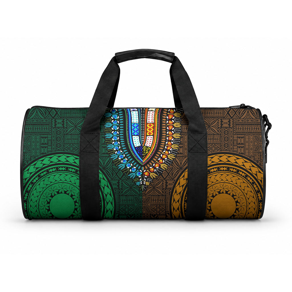 African Dashiki With Tapa Pattern - Green Gold Duffle Bag LT9 One size Green and Gold - Polynesian Pride