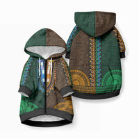 African Dashiki With Tapa Pattern - Green Gold Pet Hoodie LT9 Zip-up Green and Gold - Polynesian Pride