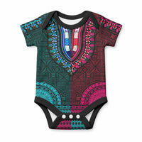 African Dashiki With Tapa Pattern - Teal Pink Baby Onesie LT9 Teal and Pink - Polynesian Pride