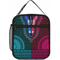 African Dashiki With Tapa Pattern - Teal Pink Lunch Bag LT9 10.2 × 8.3 × 4.3 inch Teal and Pink - Polynesian Pride
