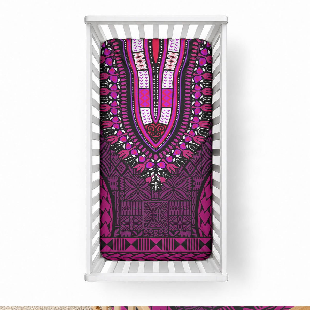 African Dashiki With Tapa Pattern - Pink Baby Bed Cover LT9 28 × 52 in Pink - Polynesian Pride