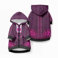 African Dashiki With Tapa Pattern - Pink Pet Hoodie LT9 Zip-up Pink - Polynesian Pride