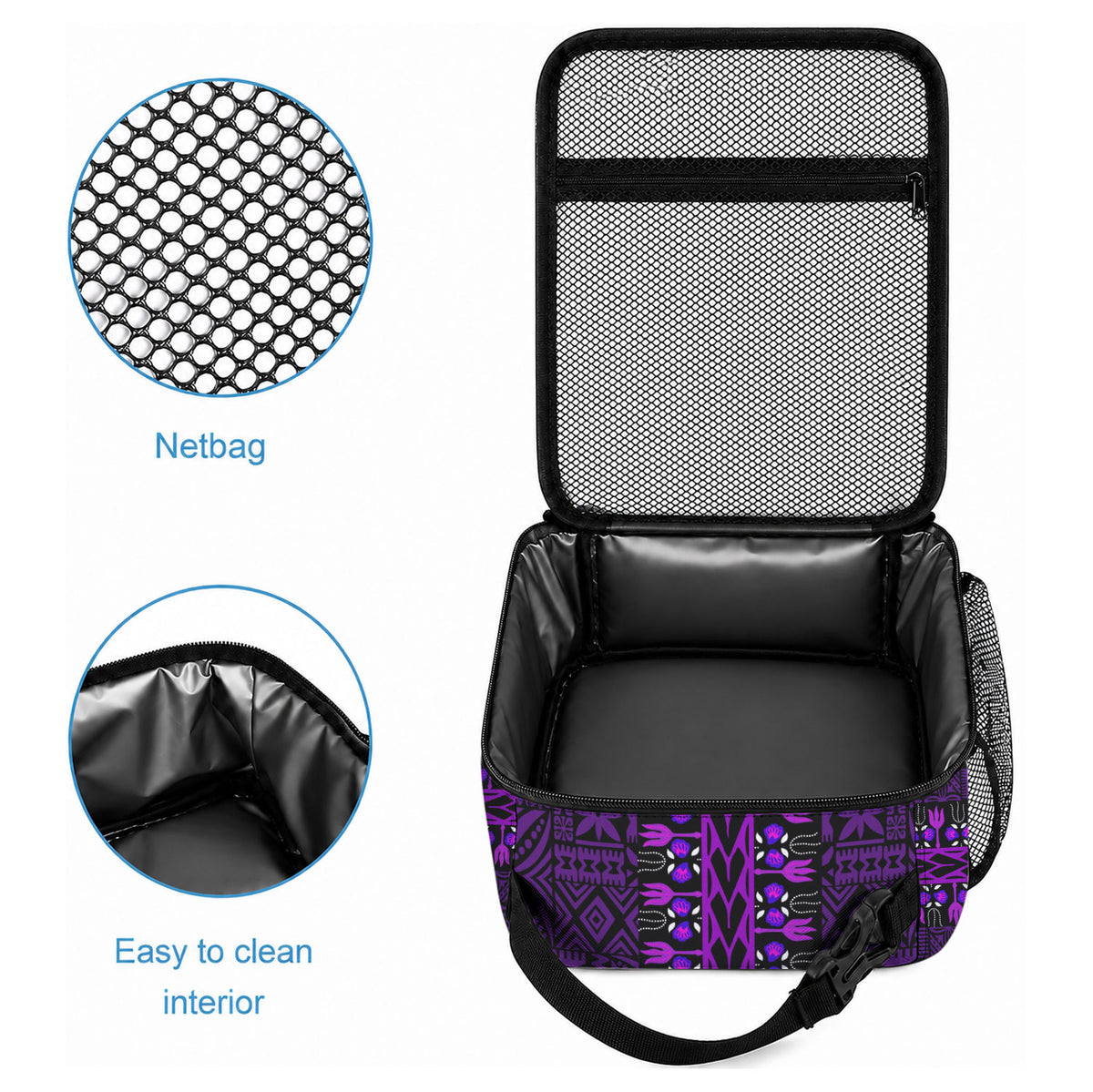African Dashiki With Tapa Pattern - Purple Lunch Bag LT9 - Polynesian Pride