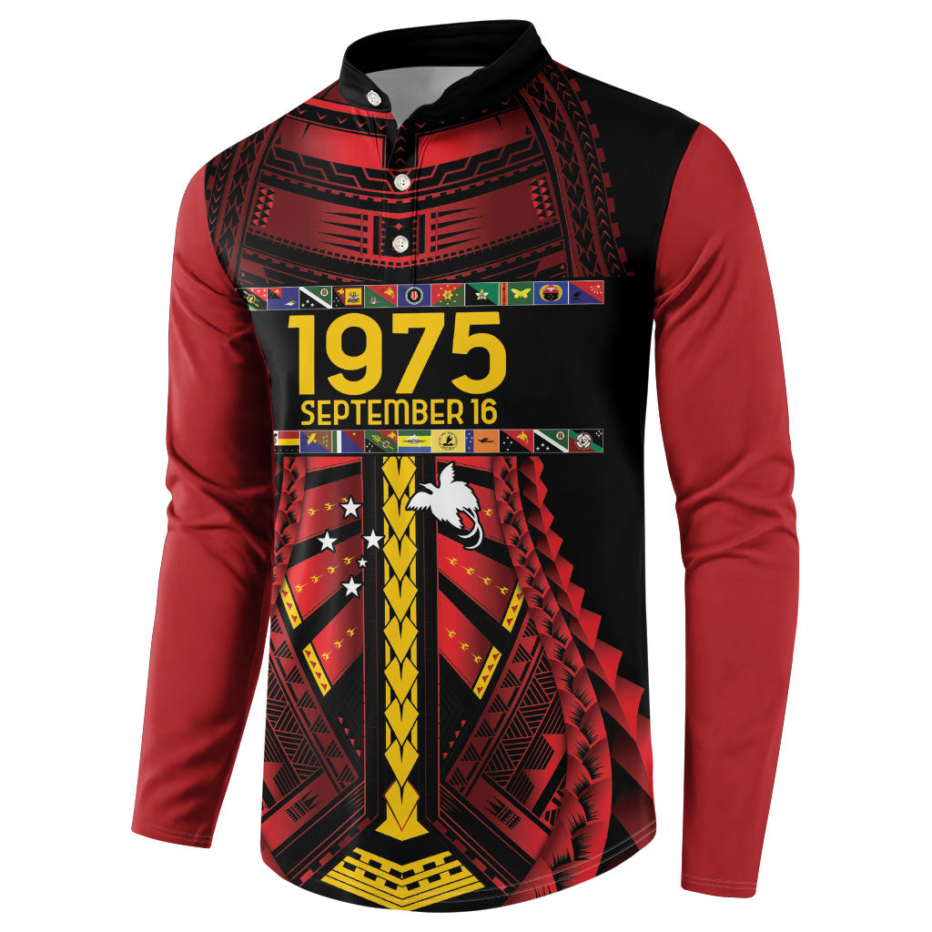 Independen Stet bilong Papua Niugini 1975 Button Sweatshirt Red Tribal Papua New Guinea Province Flag LT9 - Polynesian Pride