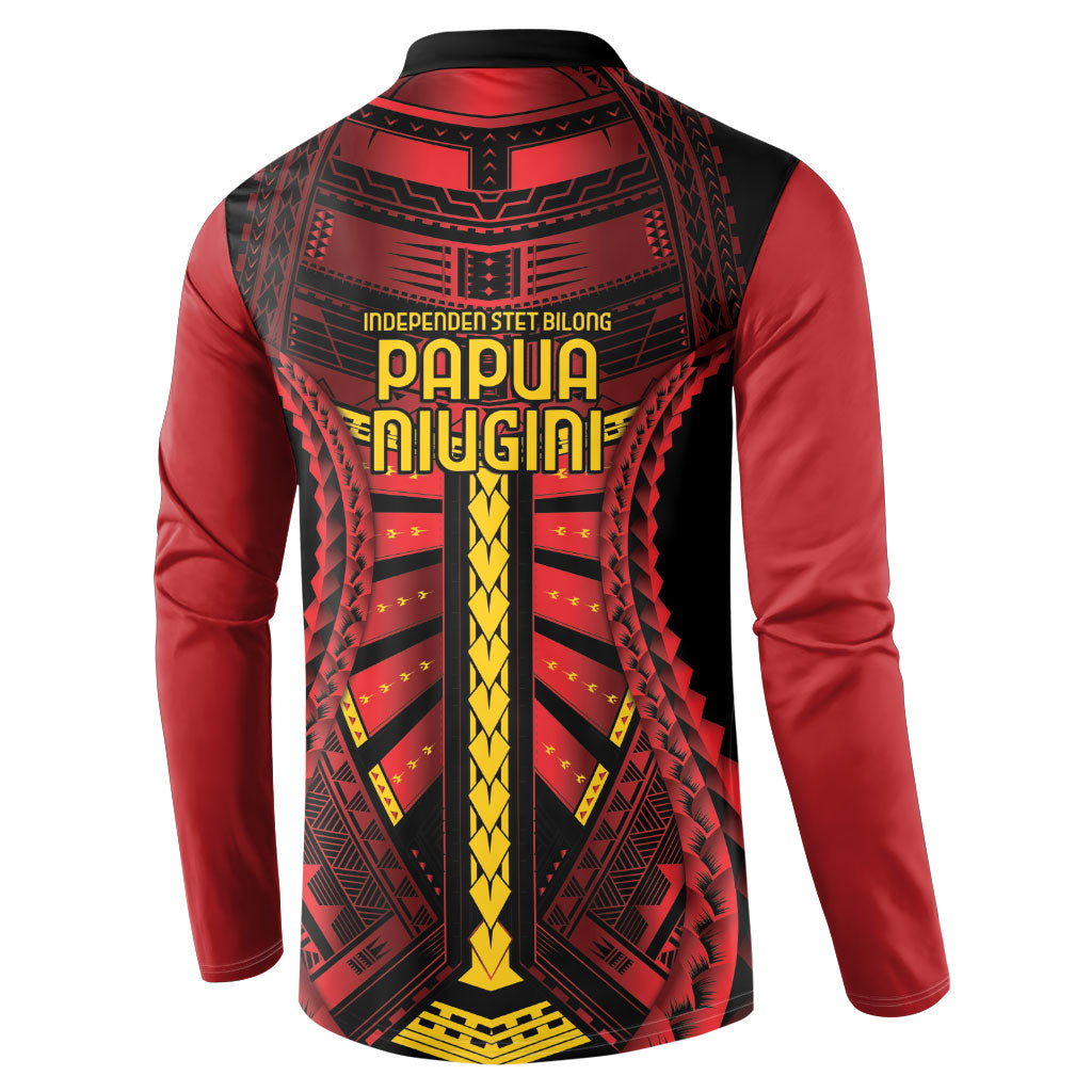 Independen Stet bilong Papua Niugini 1975 Button Sweatshirt Red Tribal Papua New Guinea Province Flag LT9 - Polynesian Pride