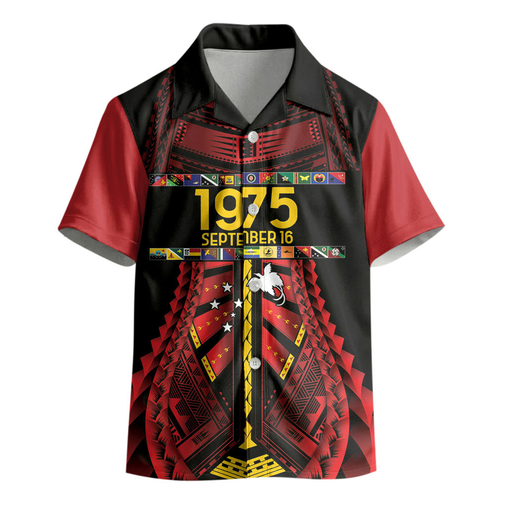 Independen Stet bilong Papua Niugini 1975 Kid Hawaiian Shirt Red Tribal Papua New Guinea Province Flag LT9 - Polynesian Pride