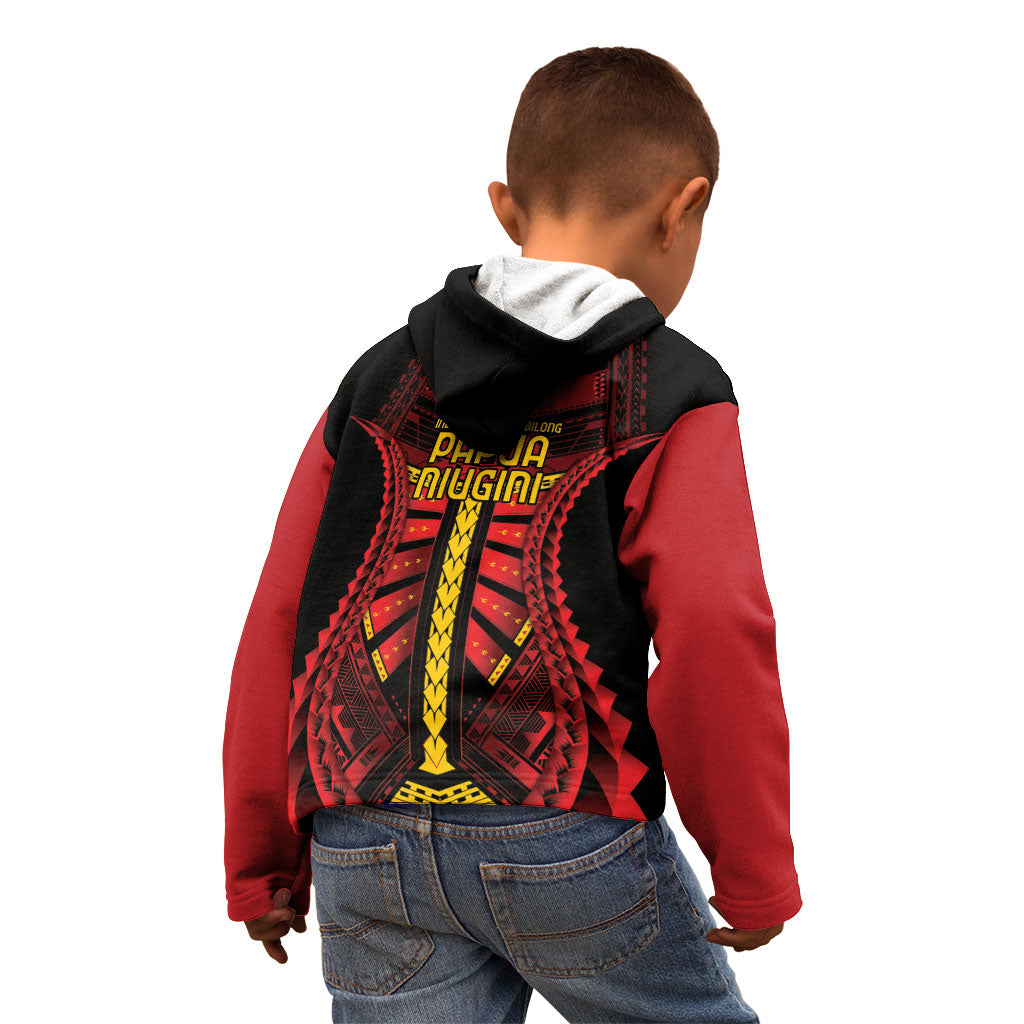 Independen Stet bilong Papua Niugini 1975 Kid Hoodie Red Tribal Papua New Guinea Province Flag LT9 - Polynesian Pride