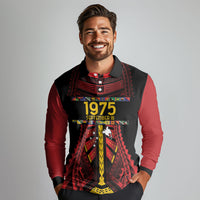 Independen Stet bilong Papua Niugini 1975 Long Sleeve Polo Shirt Red Tribal Papua New Guinea Province Flag LT9 - Polynesian Pride