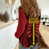 Independen Stet bilong Papua Niugini 1975 Women Casual Shirt Red Tribal Papua New Guinea Province Flag LT9 - Polynesian Pride