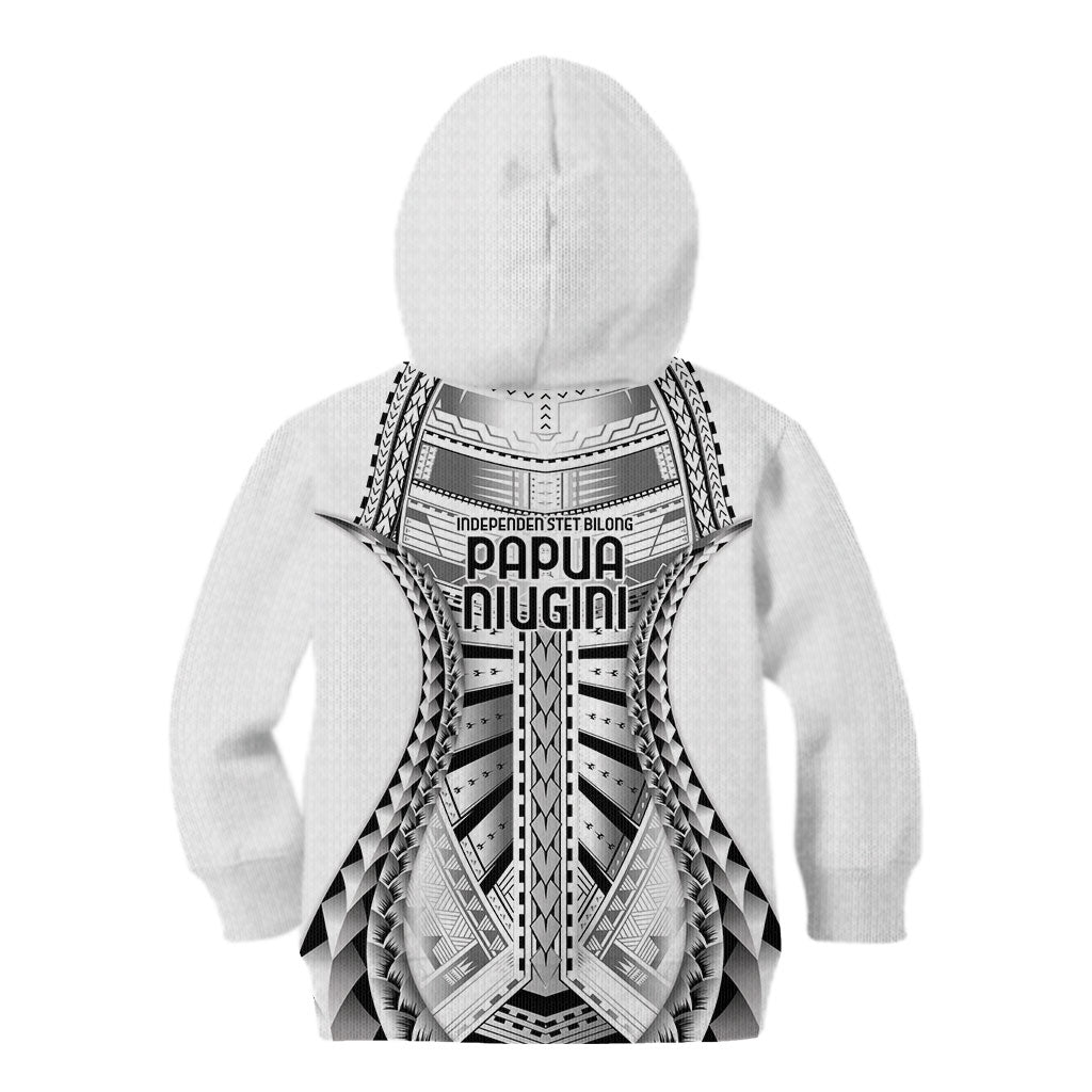 Independen Stet bilong Papua Niugini 1975 Kid Hoodie White Tribal Papua New Guinea Province Flag LT9 - Polynesian Pride