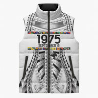 Independen Stet bilong Papua Niugini 1975 Sleeveless Puffer Jacket White Tribal Papua New Guinea Province Flag LT9 Unisex White - Polynesian Pride
