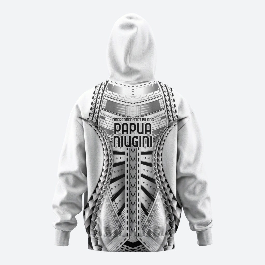 Independen Stet bilong Papua Niugini 1975 Zip Hoodie White Tribal Papua New Guinea Province Flag LT9 - Polynesian Pride