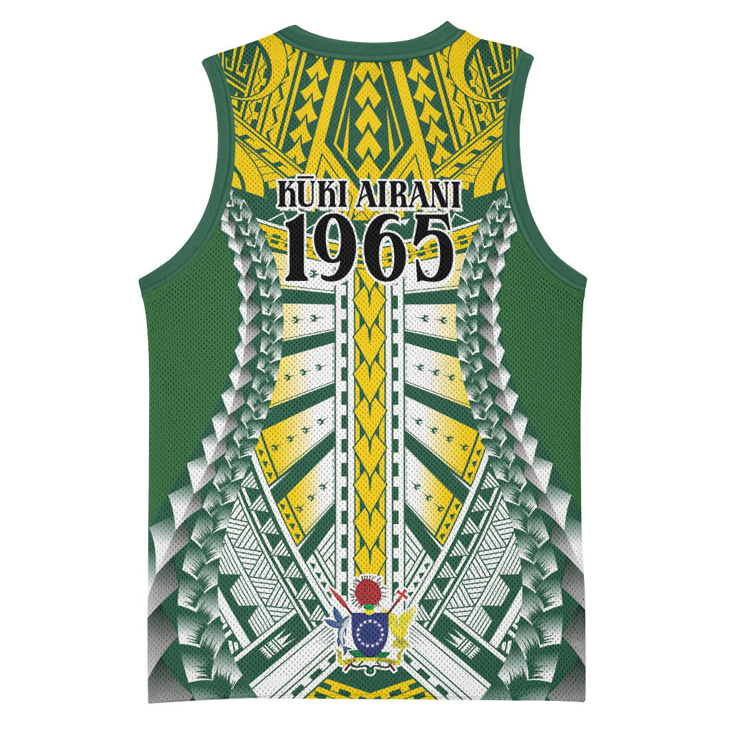 Cook Islands 1965 National Pride Basketball Jersey Green Yellow Tribal Pattern LT9 - Polynesian Pride