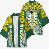 Cook Islands 1965 National Pride Kimono Green Yellow Tribal Pattern LT9 - Polynesian Pride