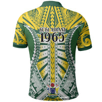 Cook Islands 1965 National Pride Polo Shirt Green Yellow Tribal Pattern LT9 - Polynesian Pride