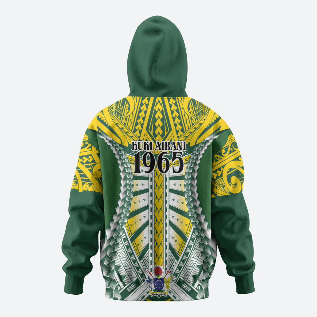 Cook Islands 1965 National Pride Zip Hoodie Green Yellow Tribal Pattern LT9 - Polynesian Pride