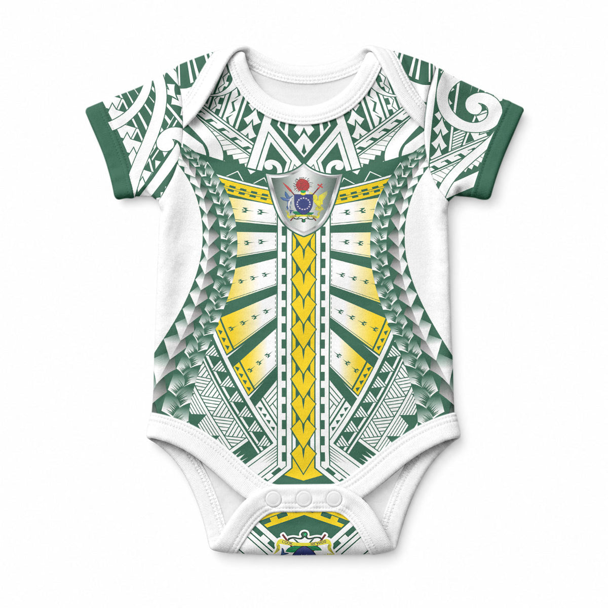 Cook Islands 1965 National Pride Baby Onesie White Tribal Pattern LT9 White - Polynesian Pride