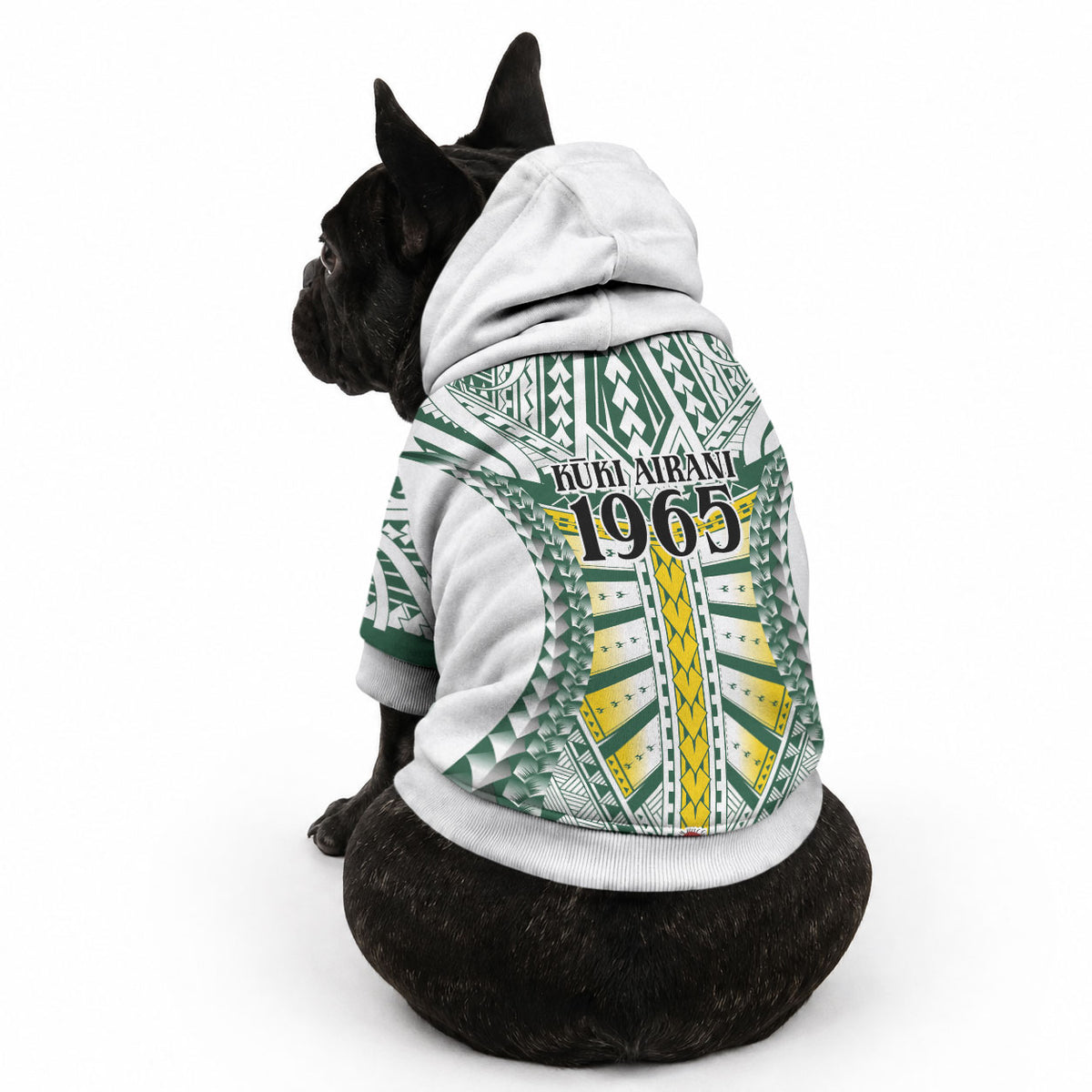 Cook Islands 1965 National Pride Pet Hoodie White Tribal Pattern LT9 - Polynesian Pride