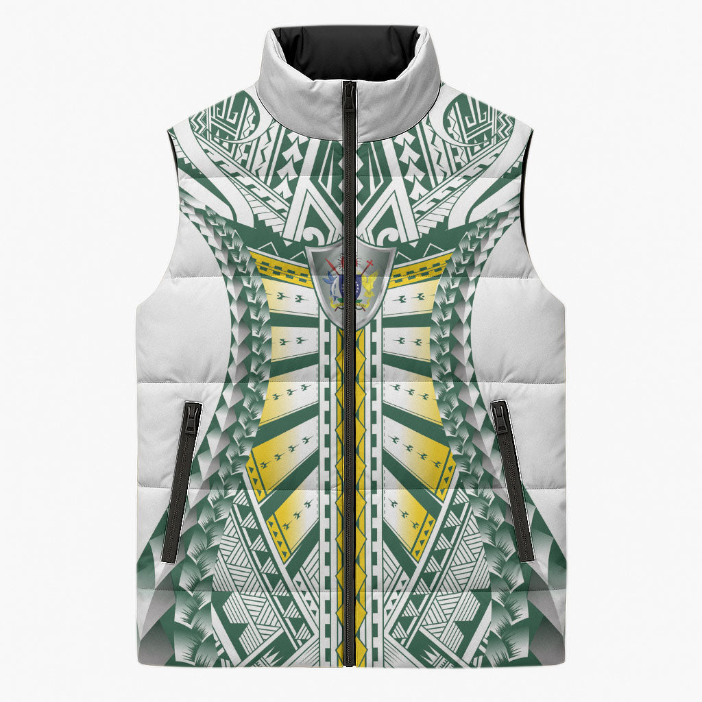 Cook Islands 1965 National Pride Sleeveless Puffer Jacket White Tribal Pattern LT9 Unisex White - Polynesian Pride